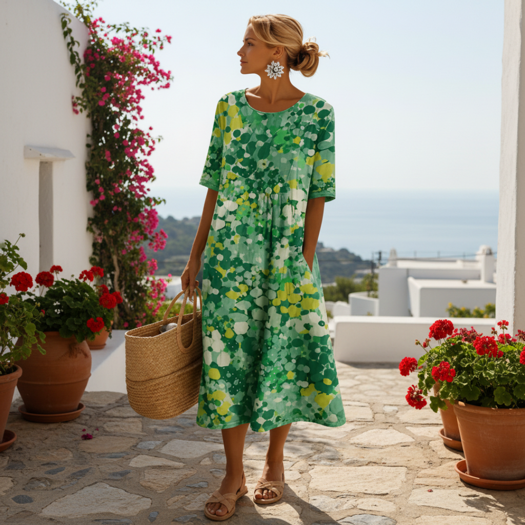 Abito midi floreale leggero e fluido
